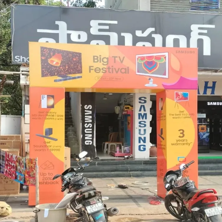 Samsung Big TV Festival promotional arch in Tirupati by Shristi Advertising